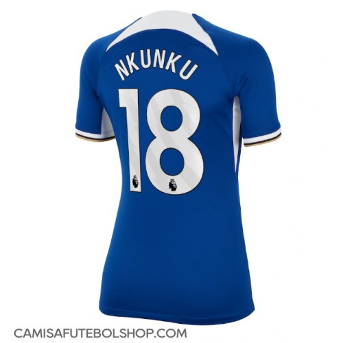 Camisa de time de futebol Chelsea Christopher Nkunku #18 Replicas 1º Equipamento Feminina 2023-24 Manga Curta